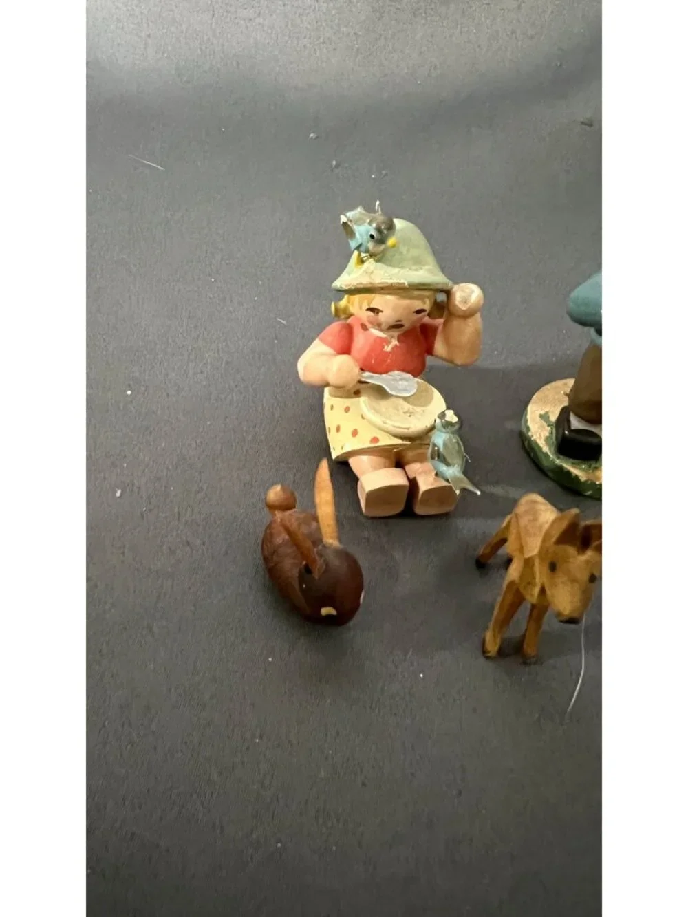 Handcrafted Wood German Figurines Boy Girl Animals Set
